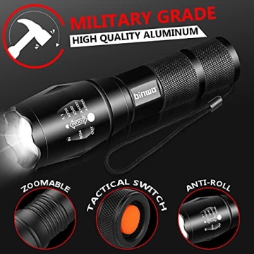 BINWO Flashlight 4-Pack Powerful Waterproof LED Flashlights