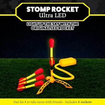 Stomp Rocket Ultra LED Rocket Launcher for Kids, 4 LED Foam Tipped Rockets - Fun Backyard & Outdoor ...