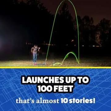 Stomp Rocket Ultra LED Rocket Launcher for Kids, 4 LED Foam Tipped Rockets - Fun Backyard & Outdoor Kids Toys Gifts for Boys & Girls - Toy Foam Blaster Set - Multi-Player Adjustable Launch Stand