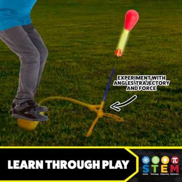 Stomp Rocket Ultra LED Rocket Launcher for Kids, 4 LED Foam Tipped Rockets - Fun Backyard & Outdoor Kids Toys Gifts for Boys & Girls - Toy Foam Blaster Set - Multi-Player Adjustable Launch Stand