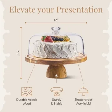 Homesphere Acacia Wood Cake Stand with Lid for Desserts and Charcuterie
