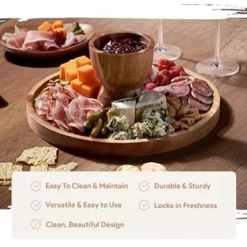 Homesphere Acacia Wood Cake Stand with Lid for Desserts and Charcuterie