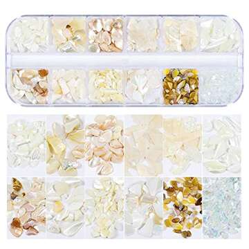 Natural Seashell Slices Nail Art Supplies 12 Colors Irregular Abalone Seashell Slices Small Gravel D...