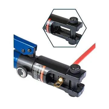 AMZCNC 12 Ton Hydraulic Crimping Tool with 9 Standard American Dies, Crimps 8AWG to 4/0 AWG, Hardened Steel Construction with Oxidized Surface for Durability(Standard US 8AWG to 4/0AWG)
