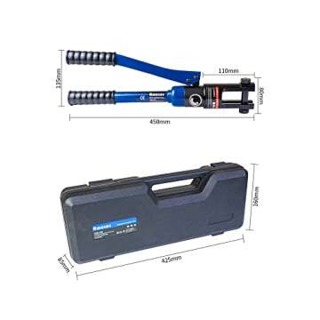 AMZCNC 12 Ton Hydraulic Crimping Tool with 9 Standard American Dies, Crimps 8AWG to 4/0 AWG, Hardened Steel Construction with Oxidized Surface for Durability(Standard US 8AWG to 4/0AWG)