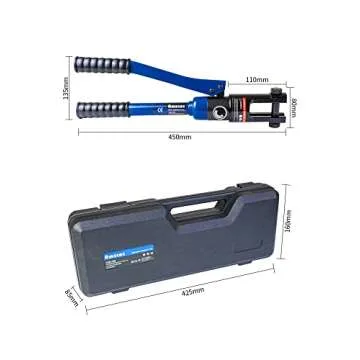 AMZCNC 12 Ton Hydraulic Crimping Tool with 9 Standard American Dies, Crimps 8AWG to 4/0 AWG, Hardened Steel Construction with Oxidized Surface for Durability(Standard US 8AWG to 4/0AWG)