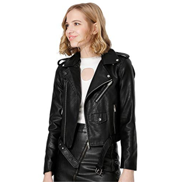 Stylish Jhichic Women's Faux Leather Moto Jacket - Trendy & Comfortable
