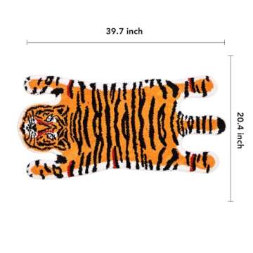 Panstar Tiger Bath Mat for Bathroom, Cute Orange Yellow Tiger Cartoon Non Slip Animal Shaped Absorbe...