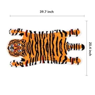 Panstar Tiger Bath Mat for Bathroom, Cute Orange Yellow Tiger Cartoon Non Slip Animal Shaped Absorbe...