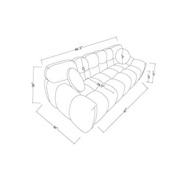 3 Seater Teddy Fleece Boucle Upholstered Loveseat Sofa Clouch Couch, Minimalist Style Marshmallow De...