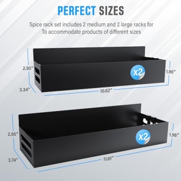 4-Pack Magnetic Spice Rack with Detachable acrylic front - Ultimate Organization Solution