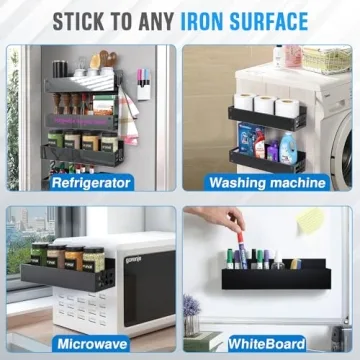 4-Pack Magnetic Spice Rack with Detachable acrylic front - Ultimate Organization Solution