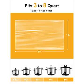 SMARTAKE Slow Cooker Liners, Large Size 13"x 21" Disposable Cooking Bags, Fit 3QT to 8QT for Slow Co...