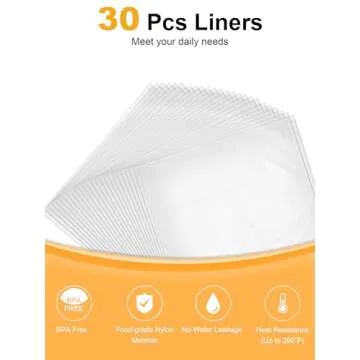 SMARTAKE Slow Cooker Liners, Large Size 13"x 21" Disposable Cooking Bags, Fit 3QT to 8QT for Slow Cooker, Cooking Trays, Suitable for Oval & Round Pots, 30 Liners