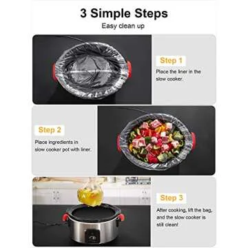 SMARTAKE Slow Cooker Liners, Large Size 13"x 21" Disposable Cooking Bags, Fit 3QT to 8QT for Slow Cooker, Cooking Trays, Suitable for Oval & Round Pots, 30 Liners