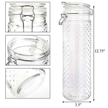 Yesland 2 Pcs 60 Oz Glass Food Storage Jar Canister with Airtight Seal Lid - Large Noodle Holder/Spa...