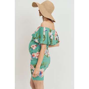 Stylish HELLO MIZ Off Shoulder Maternity Dress for Moms