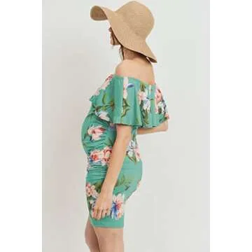 Stylish HELLO MIZ Off Shoulder Maternity Dress for Moms