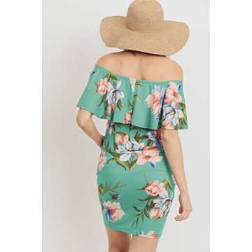 Stylish HELLO MIZ Off Shoulder Maternity Dress for Moms