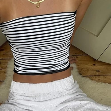 Trendy Cioatin Strapless Striped Tube Top for Teen Girls