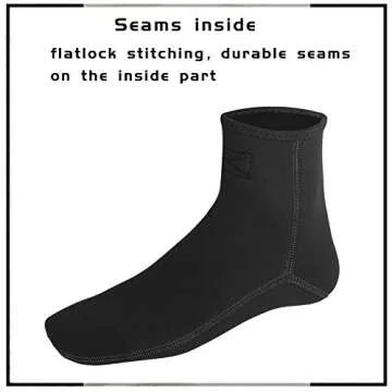 OMGear Water Socks Neoprene Socks Beach Booties Shoes 3mm Glued Blind Stitched Anti-Slip Wetsuit Boots Fin Swim Socks (3mm Low Cut/Grey, 2XL(men 11-12,women12-13))