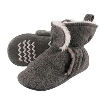 Hudson Baby Unisex Cozy Fleece Faux Sherpa Booties Slippers for Infants 12-18 Months