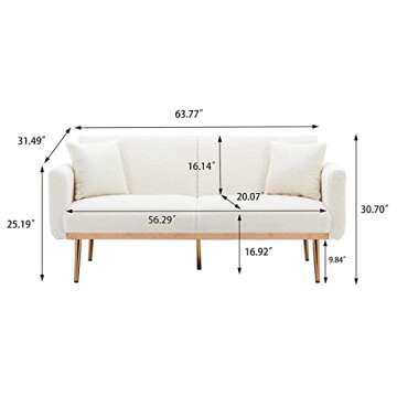 Antetek Futon Sofa Bed with 3 Adjustable Positions, Small Sleeper Sofa Loveseat with 2 Decorative Pi...