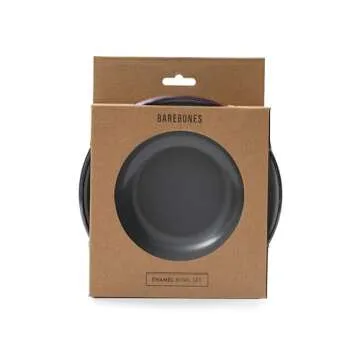 Barebones Enamel Bowl Set - Dish Set of 2 Bowls - Enamelware Set for Camping and Everyday Use (Slate Gray)