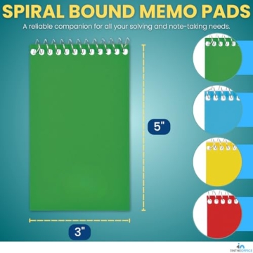 1InTheOffice Spiral Memo Pads with 75 College Ruled Sheets