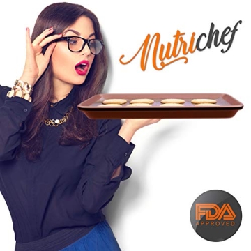 NutriChef Nonstick Baking Sheets - Perfect for Cookies & More