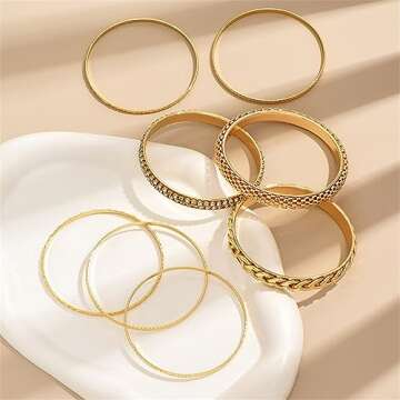 8Pcs Bohemian Indian Chunky Stackable Textured Bangle Bracelet Set Multilayer Boho Cable Rhinestone Bead Bracelet for Women Friend Vintage African Wedding Jewelry Birthday Gift-P 8pcs-1