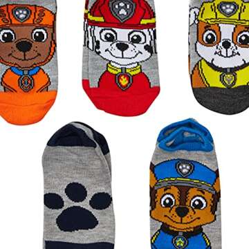 Nickelodeon Boys Paw Patrol 5 Pack No Show Casual Socks - Fun and Comfortable Character Socks!