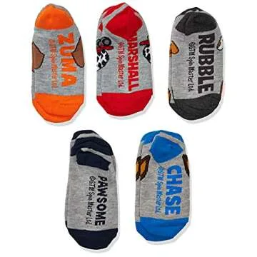 Nickelodeon Boys Paw Patrol 5 Pack No Show Casual Socks
