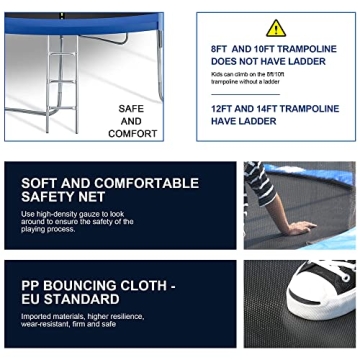 BestMassage 10FT/12FT Trampoline for Kids with Safety Net