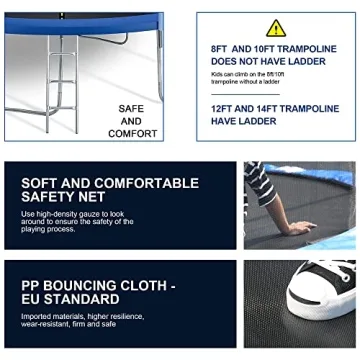 BestMassage 10FT/12FT Trampoline for Kids with Safety Net