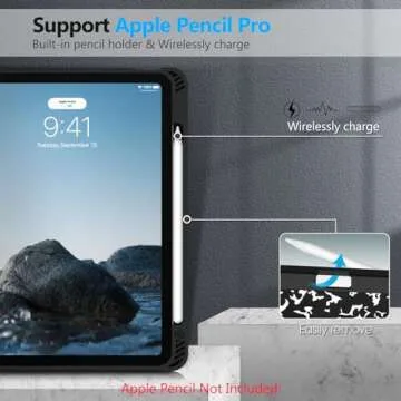 Fintie SlimShell Case for iPad Air 11-inch M2 (2024), iPad Air 5th / 4th Generation (2022/2020) 10.9 Inch - Flexible Soft TPU Back Cover with Pencil Holder, Composition Book