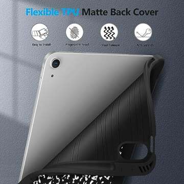 Fintie SlimShell Case for iPad Air 11-inch M2 (2024), iPad Air 5th / 4th Generation (2022/2020) 10.9 Inch - Flexible Soft TPU Back Cover with Pencil Holder, Composition Book