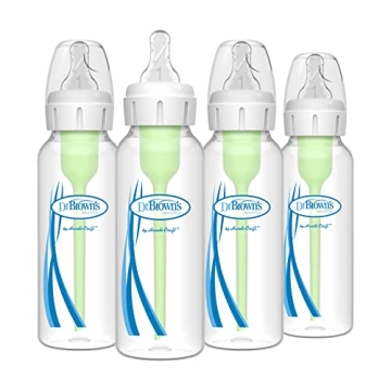 Dr. Brown's Anti-Colic Baby Bottles - 8oz, 4 Pack with Slow Flow Nipple