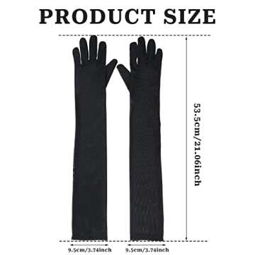 Vin Beauty Black Mesh Gloves, Long Black Gloves, Women's Long Sexy Gloves, Mesh Long Gloves, Black S...