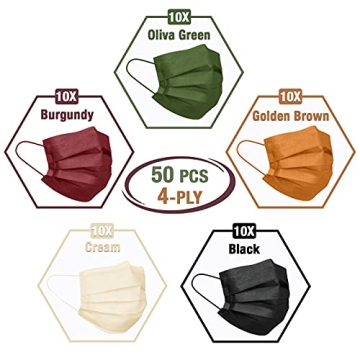 FriCARE Disposable Face Masks in Vibrant Colors for Adults