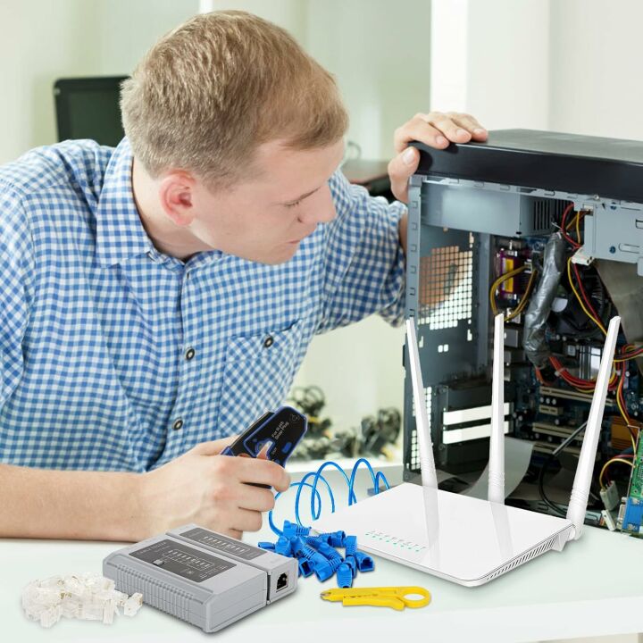 RJ45 Crimping Tool Kit for Cat5e & Cat6 Ethernet