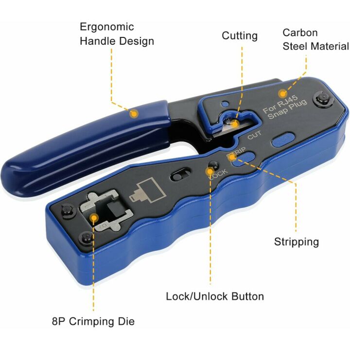 RJ45 Crimping Tool Kit for Cat5e & Cat6 Ethernet
