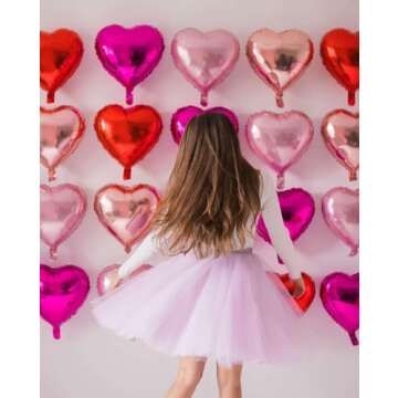 Lovoir 12 Pcs Heart Shape Foil Balloons for Celebrations