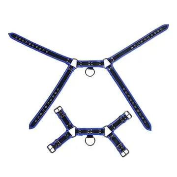 Beautysdream Men's PU Leather Shoulder Support Chest Harness Adjustable Buckles Accerssory (blue), One Size