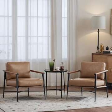 Stylish Mid Century Accent Chair with Wooden Armrests