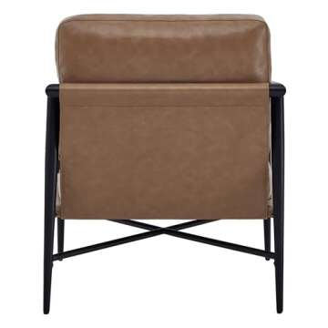 Stylish Mid Century Accent Chair with Wooden Armrests