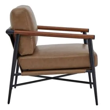 Stylish Mid Century Accent Chair with Wooden Armrests