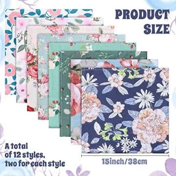 Tatuo 24 Pcs Cotton Cloth Napkins 15 x 15 Inch Floral Dinner Napkins Washable for Family Dining Cock...