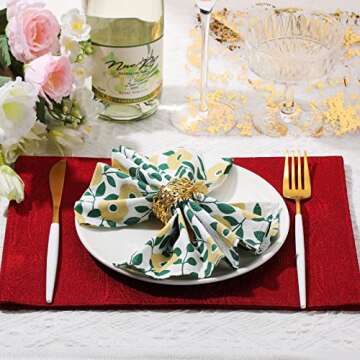 Tatuo 24 Pcs Floral Cotton Napkins for Parties