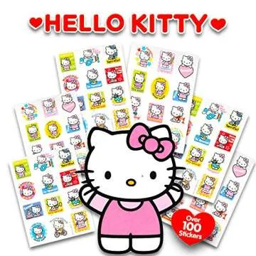 Hello Sanrio Kitty Sticker Books for Kids, Adults Super Set ~ 3 Pc Bundle with Over 200 Hello Kitty Stickers and More (10 Sticker Sheets Hello Kitty Party Favors)